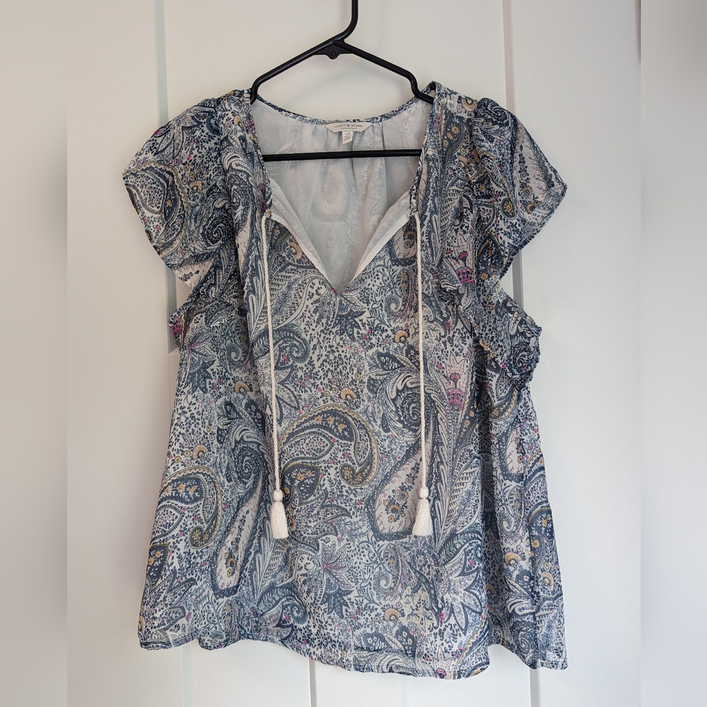 Lucky Brand Pastel Paisley Peasant Shirt Size Large